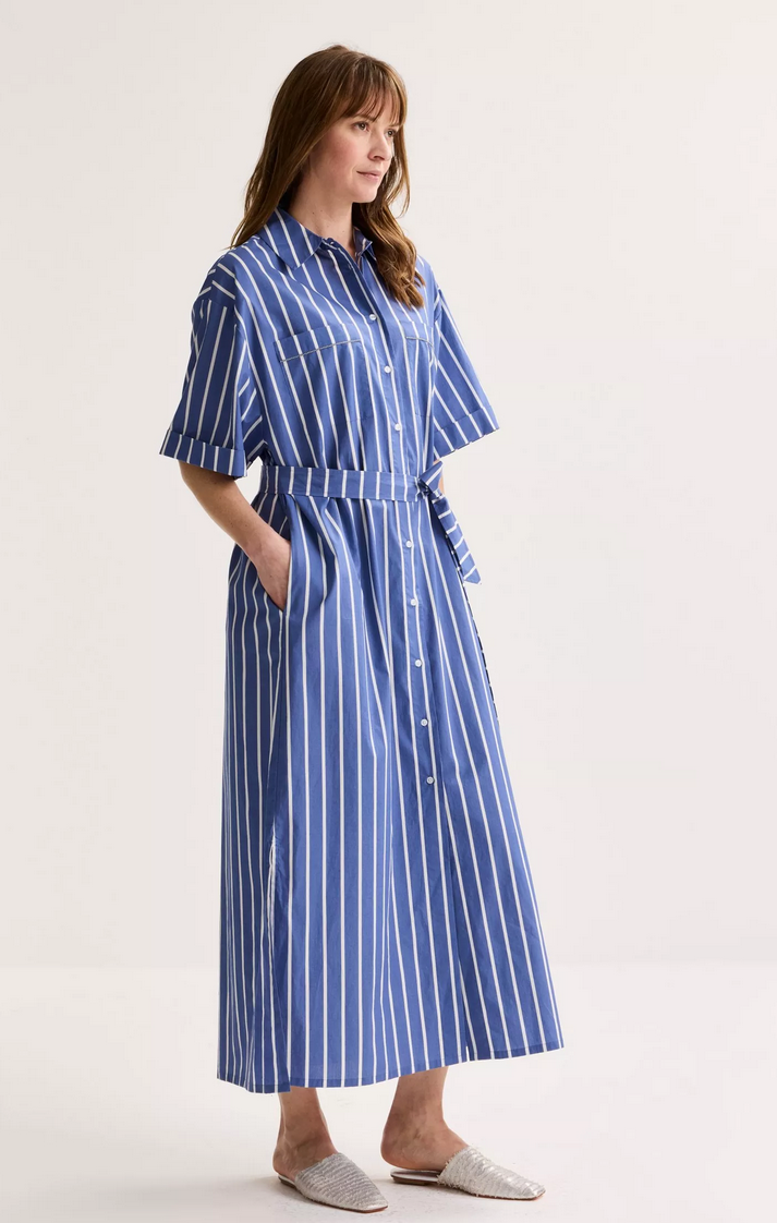 Améline Kleed Lang Streep Blauw