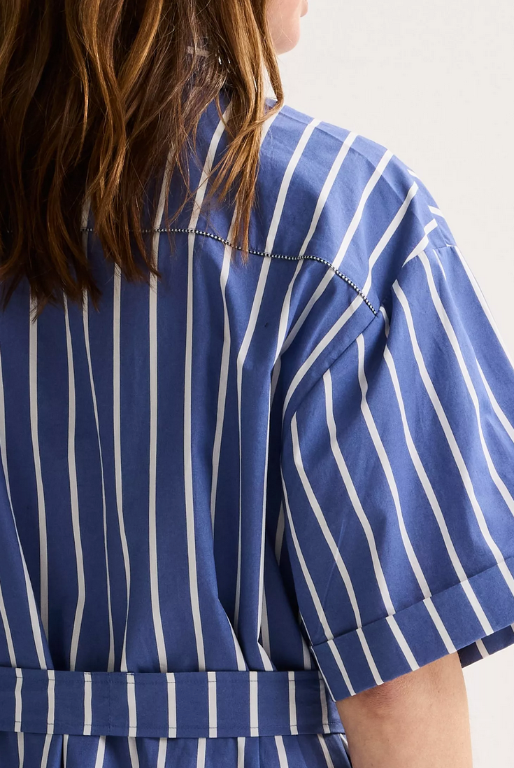 Améline Kleed Lang Streep Blauw