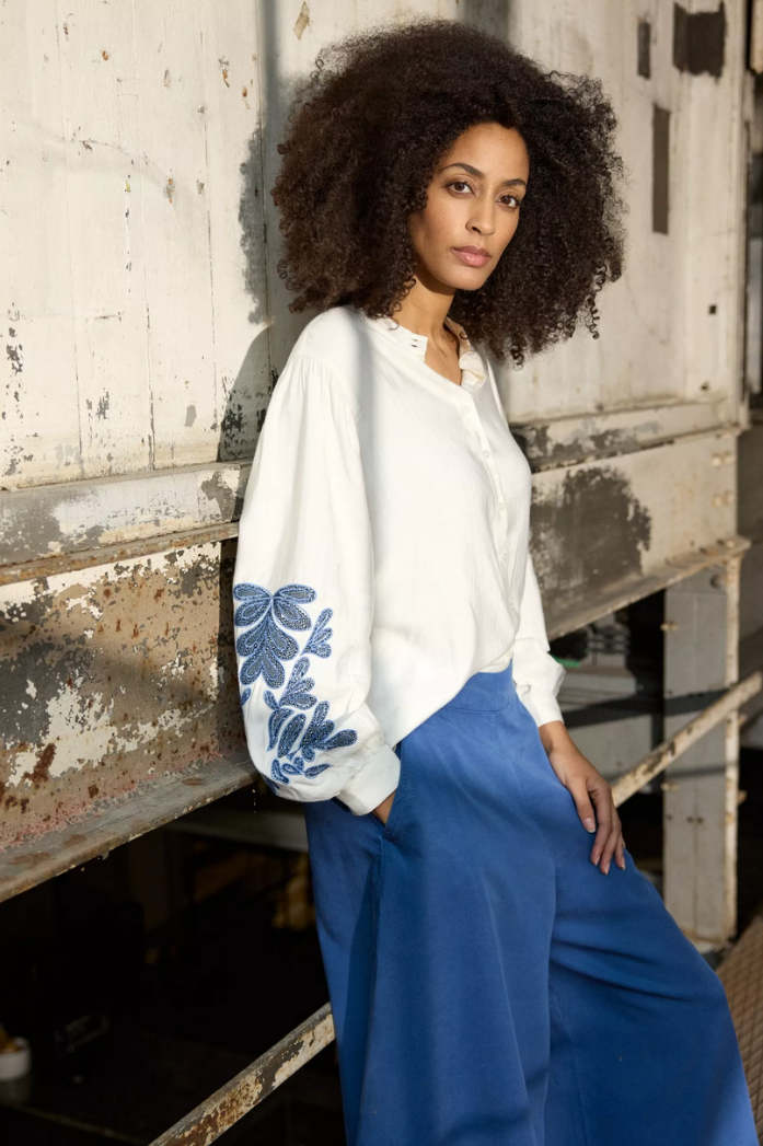 Améline Blouse Wit/Blauw