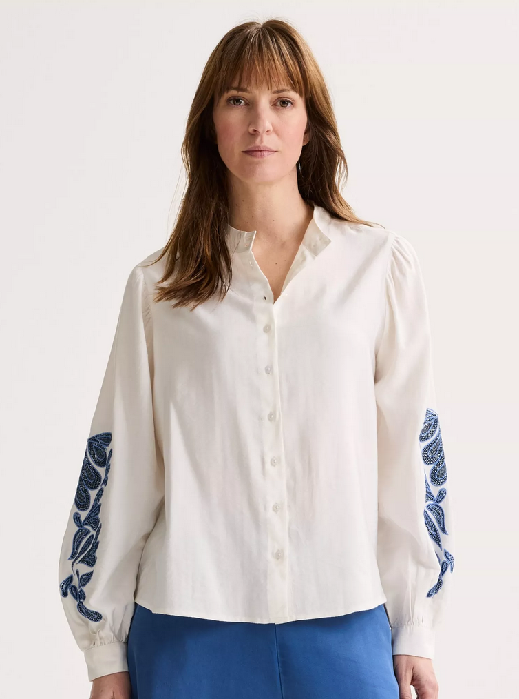 Améline Blouse Wit/Blauw
