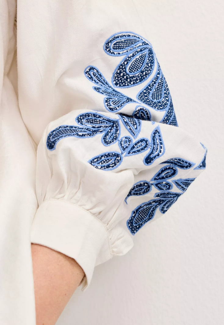 Améline Blouse Wit/Blauw