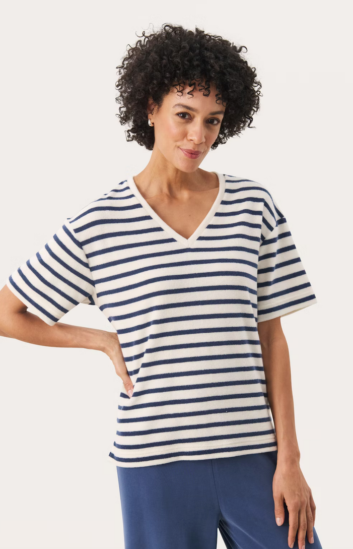 Part Two Tshirt Badstof Ecru/Blauw