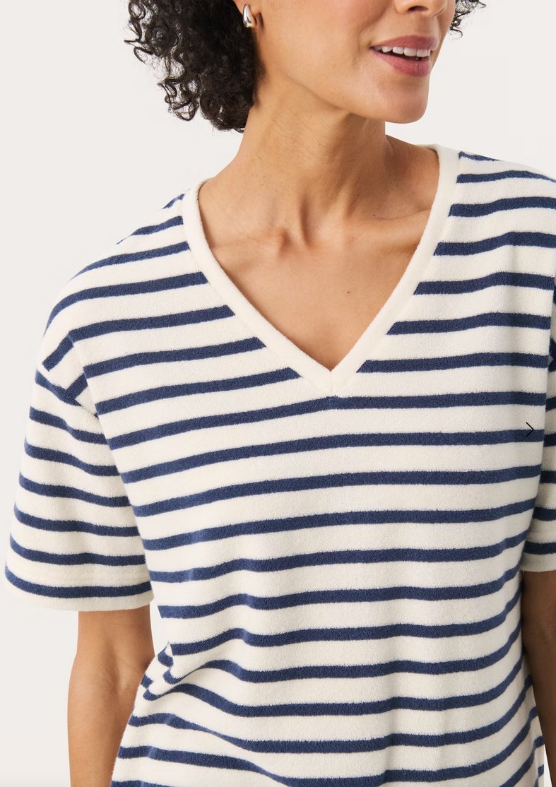 Part Two Tshirt Badstof Ecru/Blauw