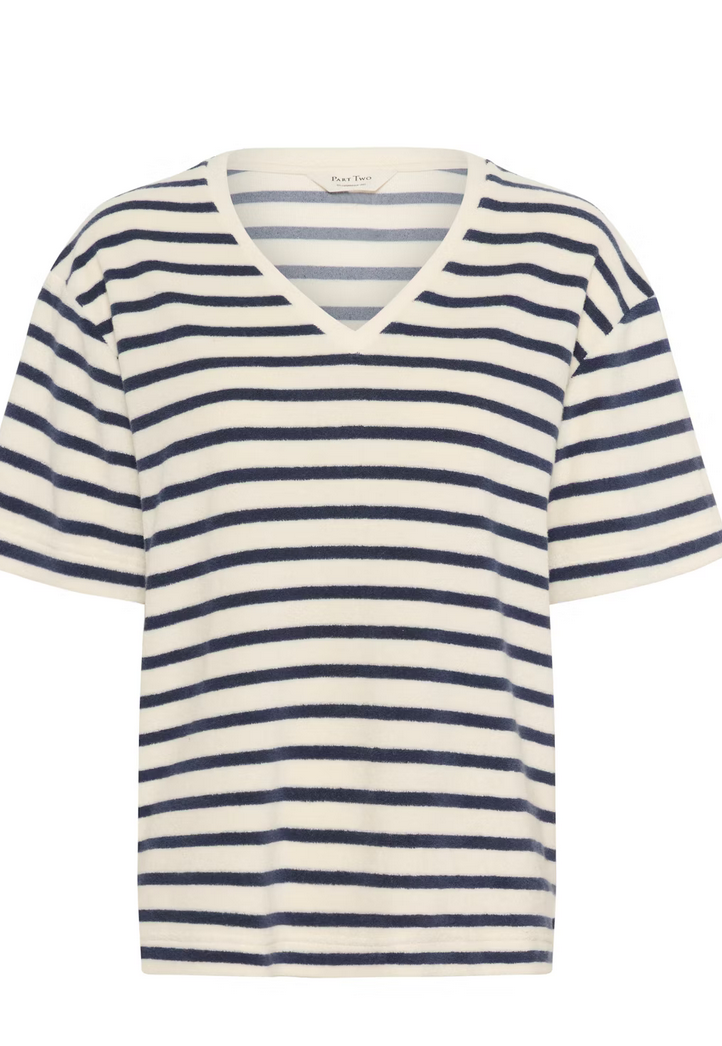 Part Two Tshirt Badstof Ecru/Blauw