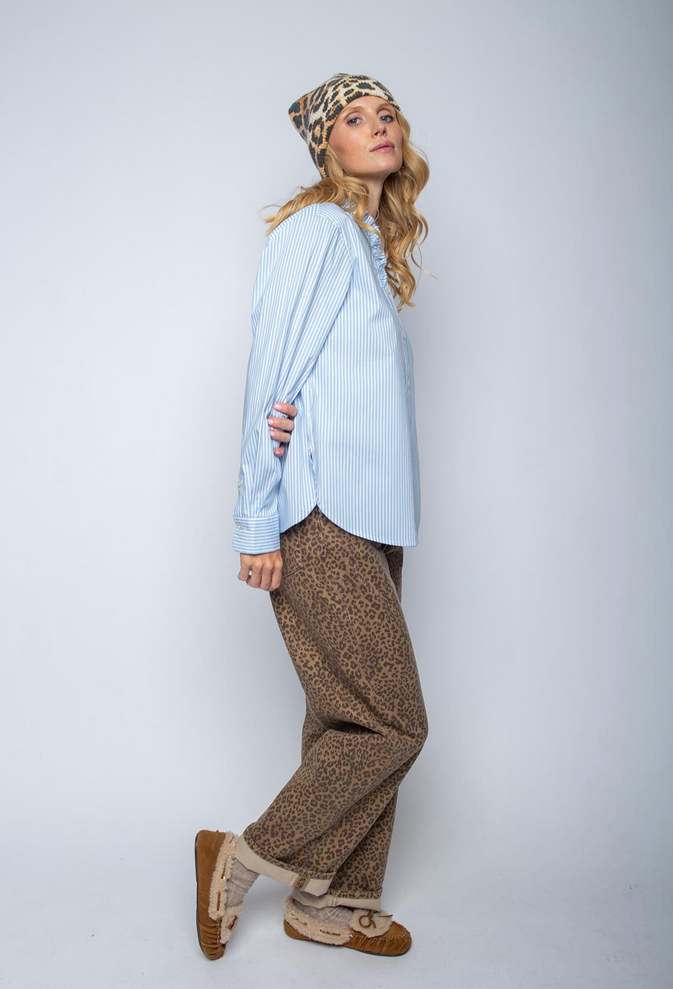 Emily Blouse Streep Lichtblauw