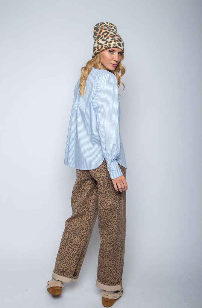 Emily Blouse Streep Lichtblauw