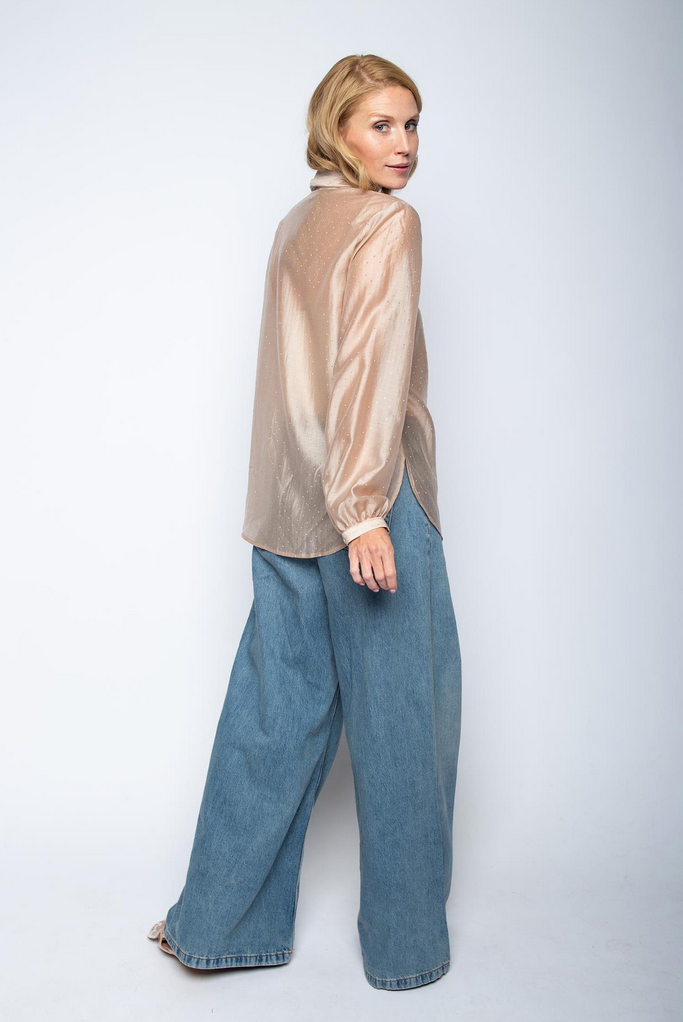 Emily Blouse Nude Glitter Strik