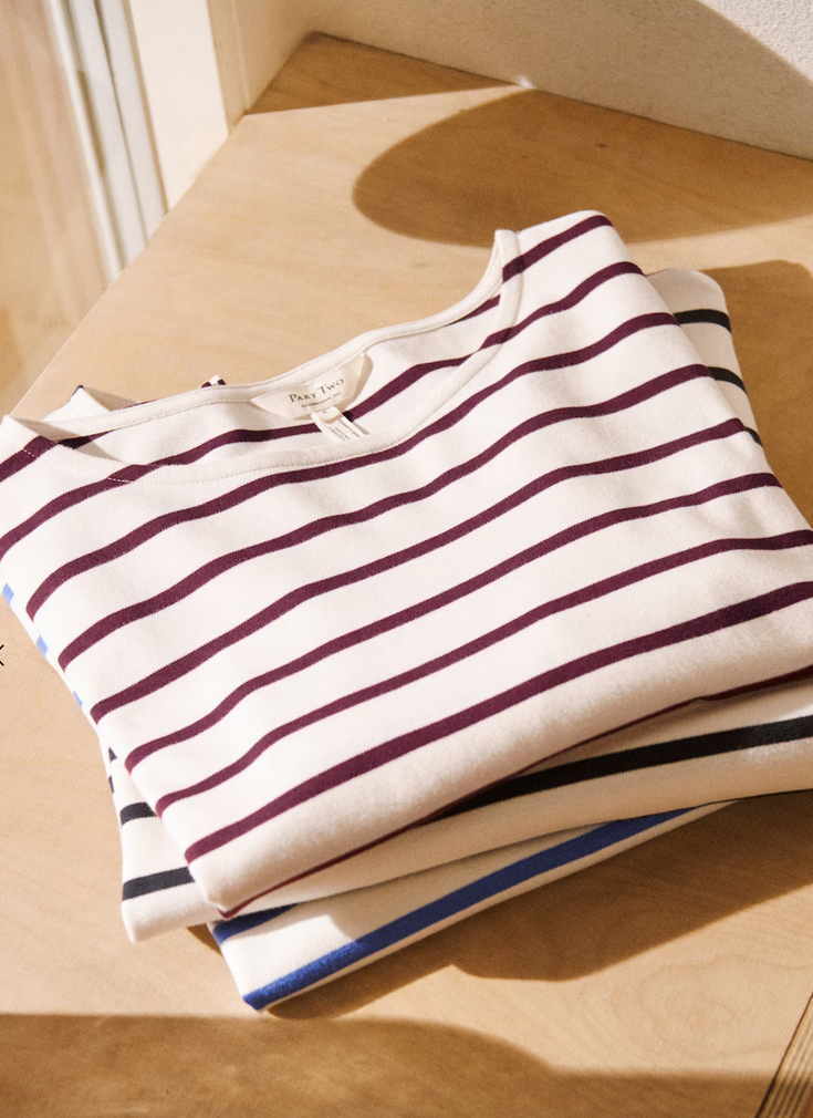 Part Two Tshirt Streep Bordeaux