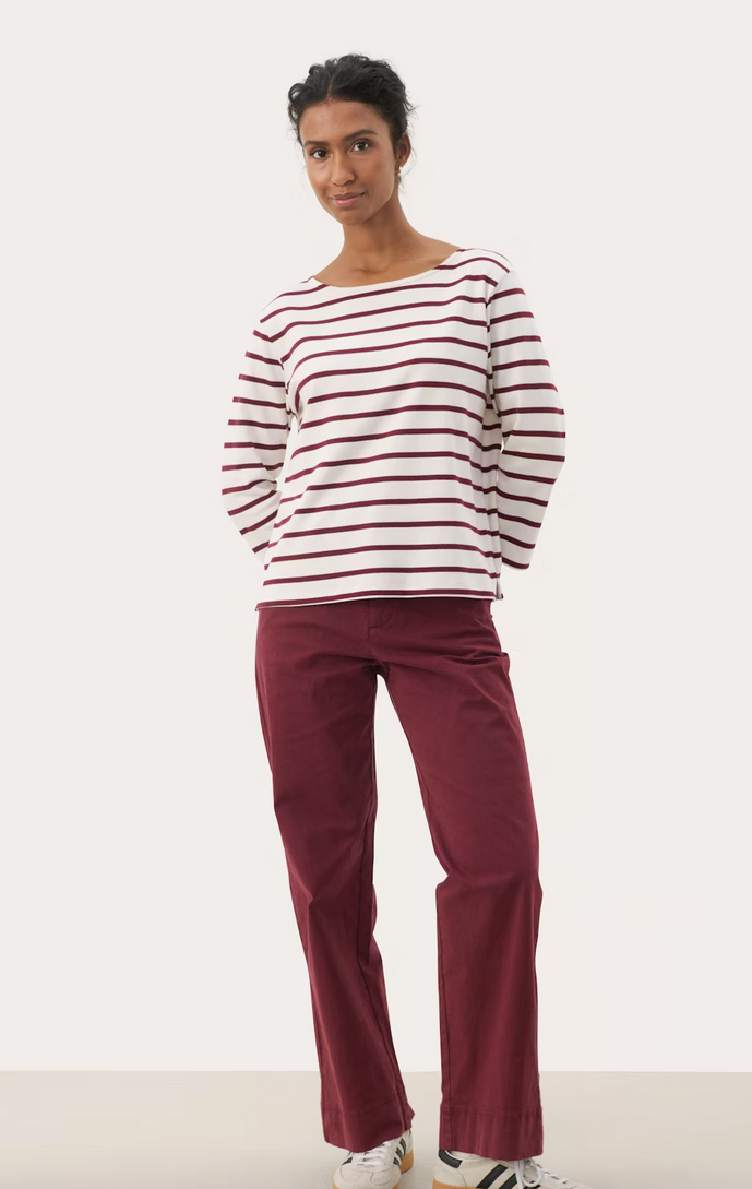 Part Two Tshirt Streep Bordeaux