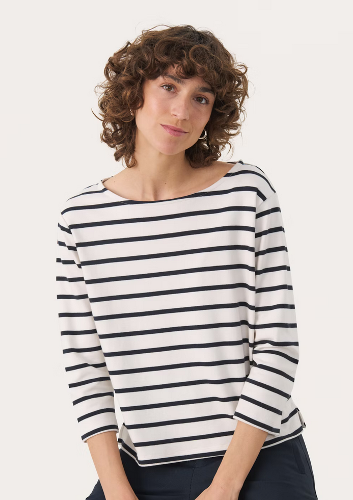 Part Two Tshirt Streep Donkerblauw