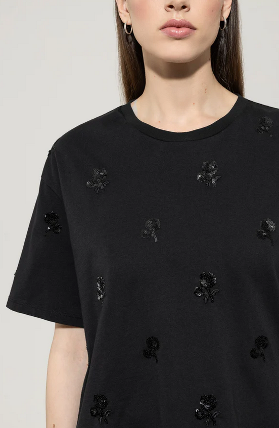 Luisa Cerano Tshirt Zwart Glitter