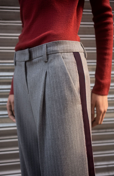 Seductive Pantalon Donkergrijs/Bordeaux