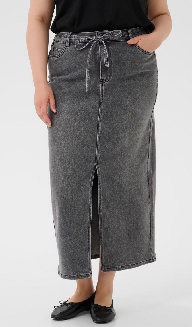 Kaffe Curve Rok Lang Jeans Grijs