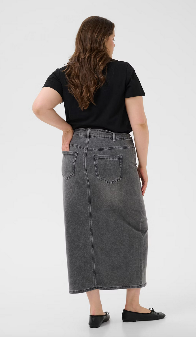Kaffe Curve Rok Lang Jeans Grijs