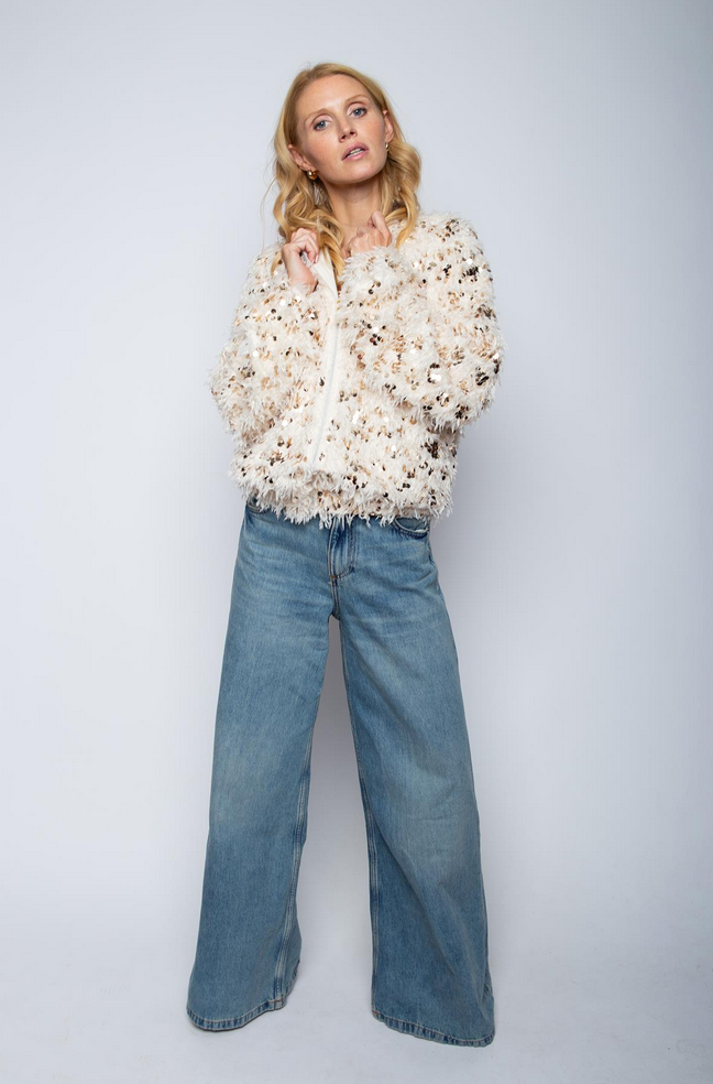 Emily Bomberjacket Ecru Glitter
