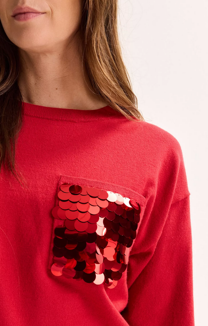 Améline Pull Rood Glitter