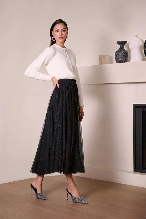 Joseph Ribkoff Rok Lang Zwart Glitter
