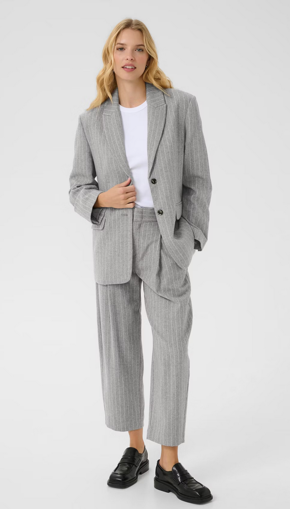 Part Two Blazer Krijtstreep Grijs