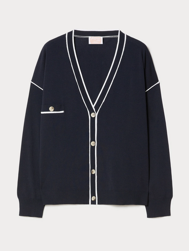 Persona By MR Cardigan Blauw/Wit