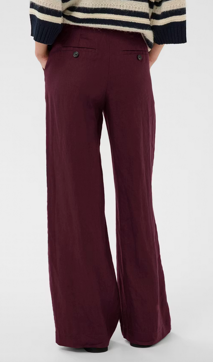 Part Two Pantalon Linnen Bordeaux