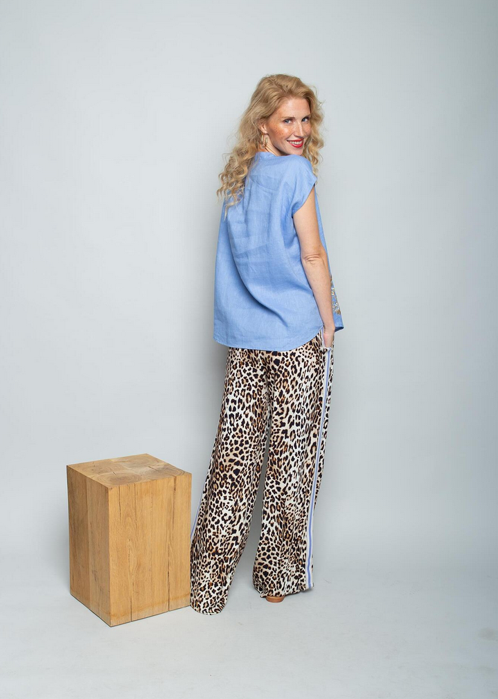 Emily Top Linnen Blauw