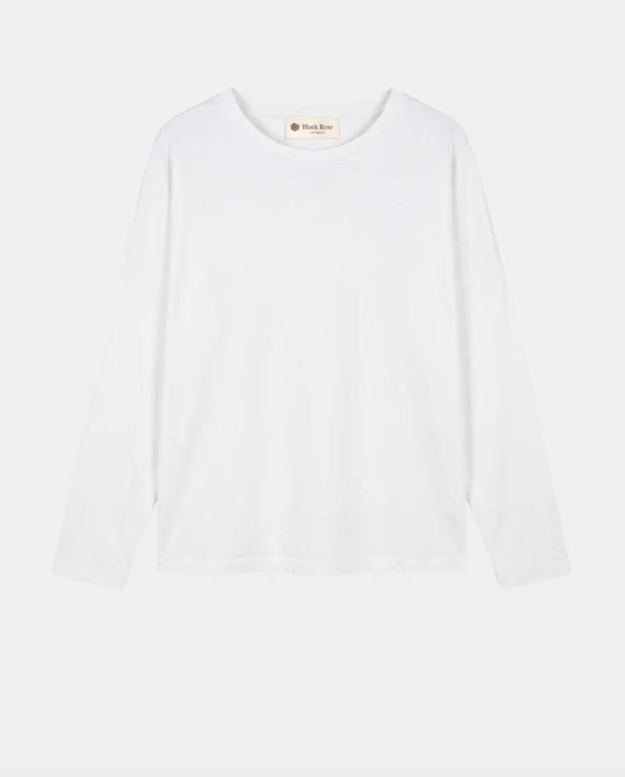 Black Rose Tshirt Longsleeve Ecru