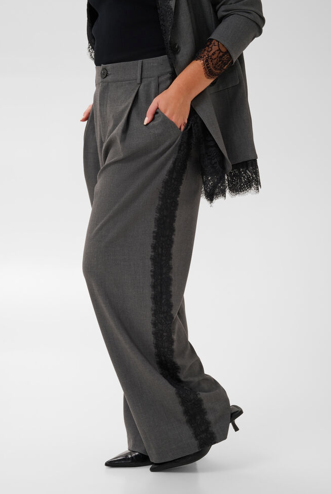 Kaffe Curve Pantalon Grijs Kant