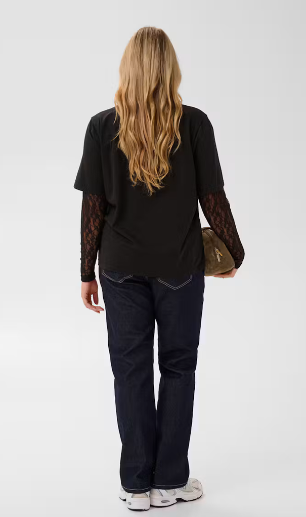 Kaffe Curve Tshirt Kant Zwart