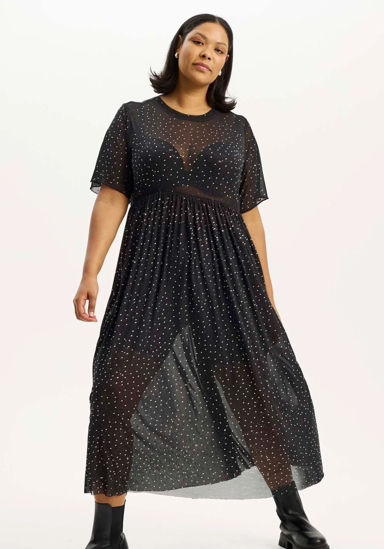 Anyday Kleed Lang Zwart Glitter