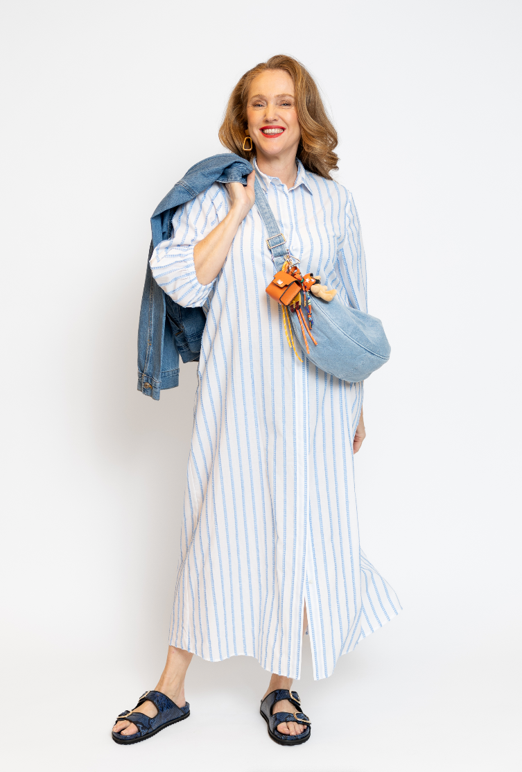 La Camicia Kleed Streep Lichtblauw/Wit