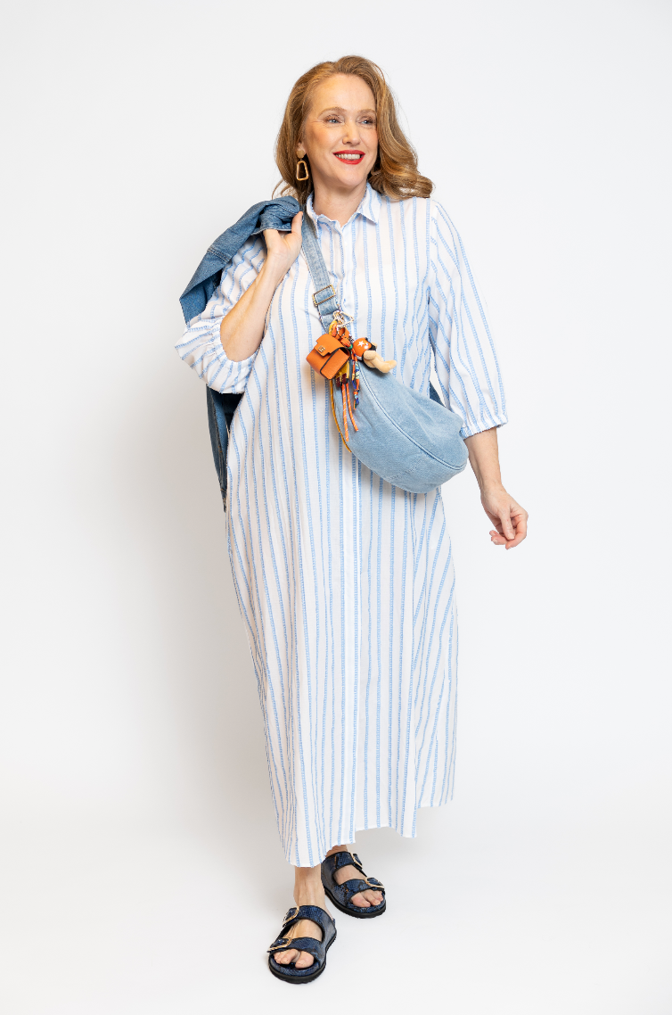 La Camicia Kleed Streep Lichtblauw/Wit