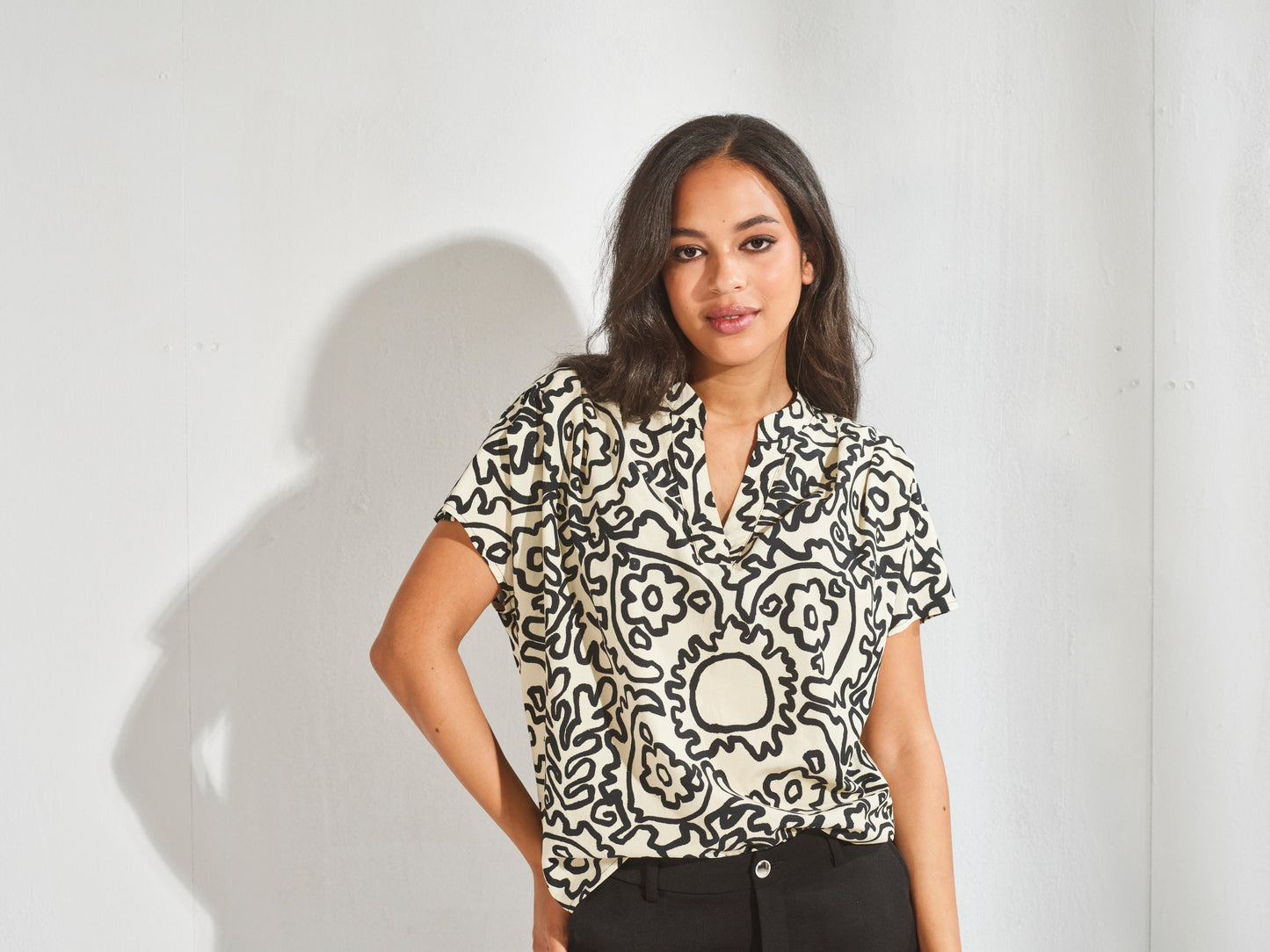 LaLotti Blouse Print Zwart/Ecru