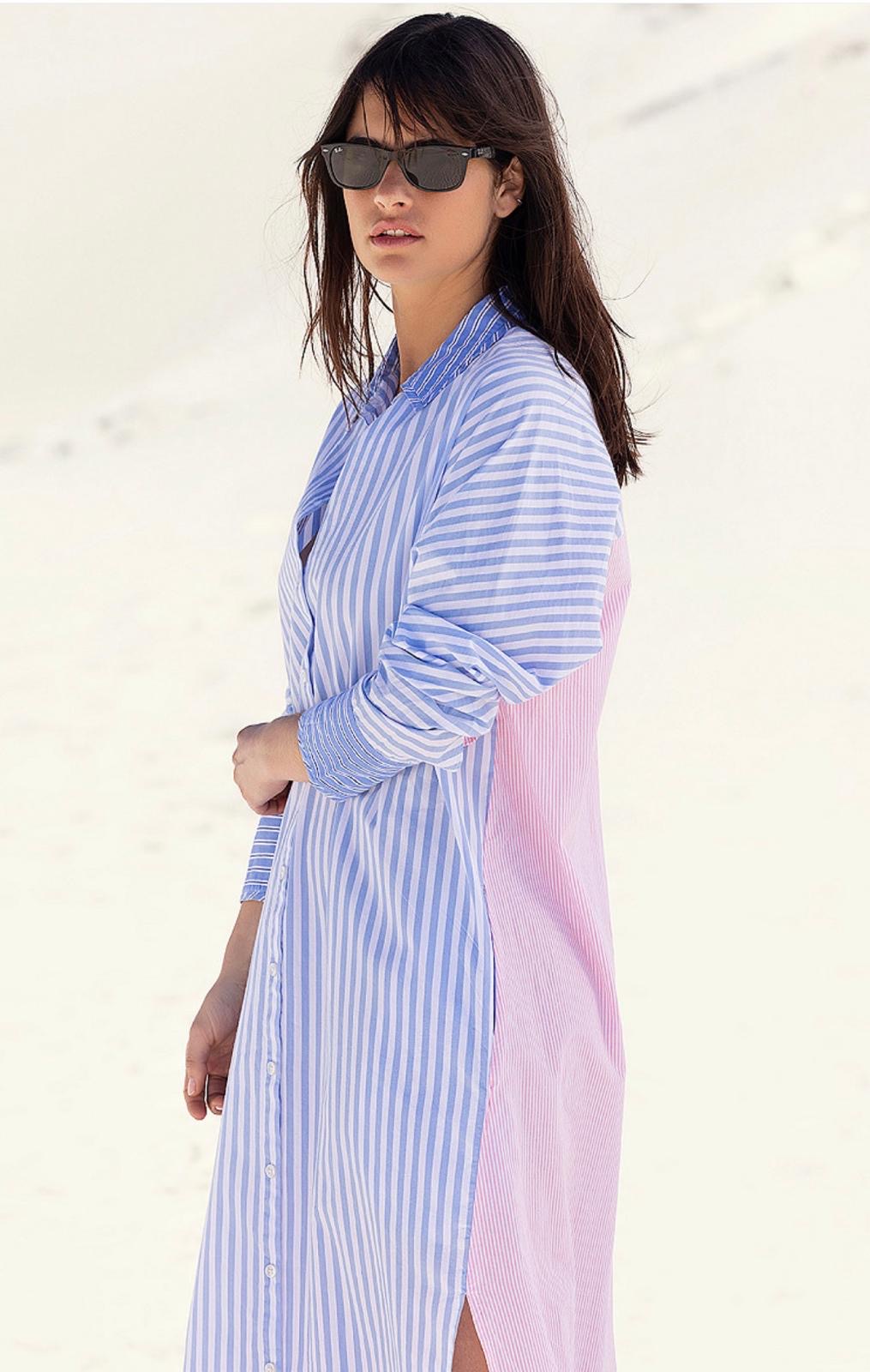 Mesdemoiselles Kleed Streep Blauw/Roze