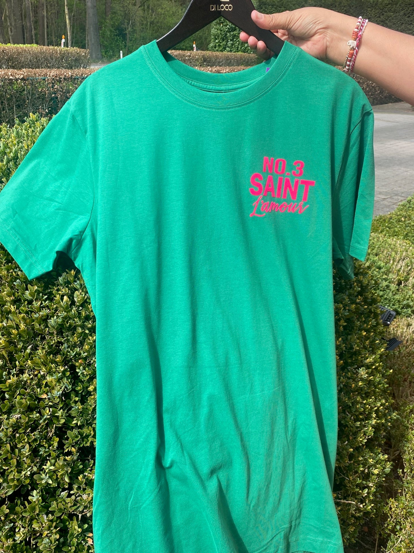 Pinned Tshirt Groen/Fuchsia