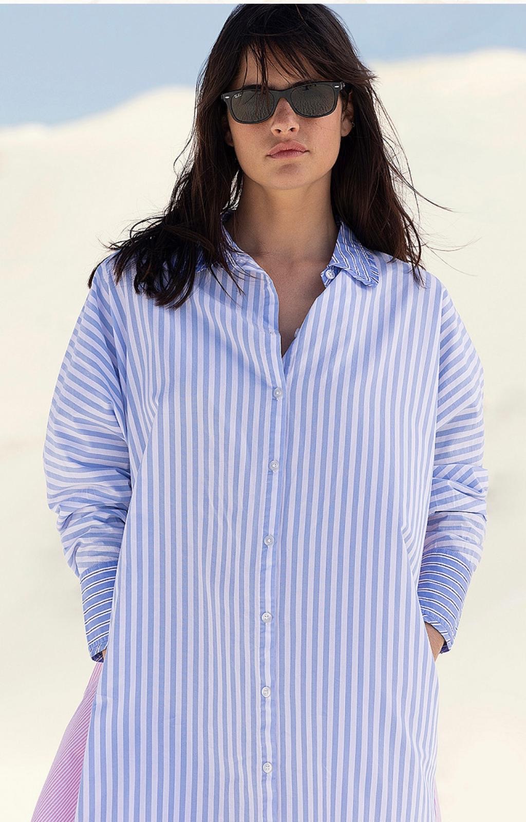 Mesdemoiselles Kleed Streep Blauw/Roze