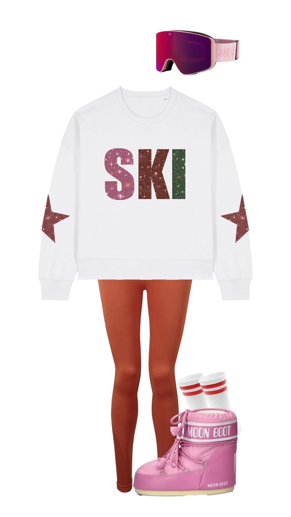 Pinned Sweater Glitter Ski Wit