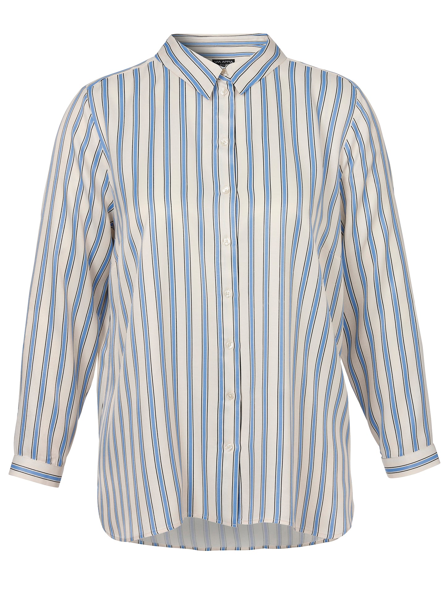 Via Appia Due Blouse Streep Ecru/Lichtblauw