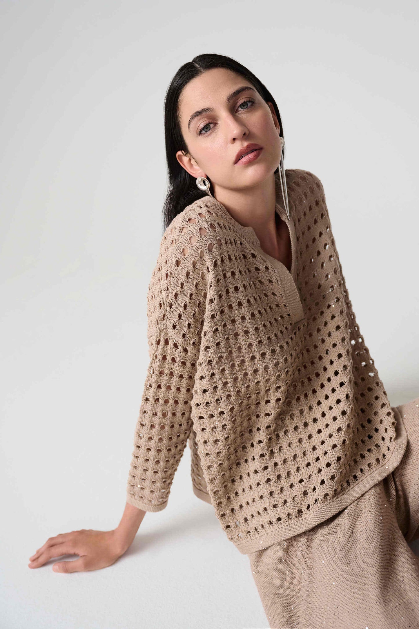 Joseph Ribkoff Pull Beige Glitter