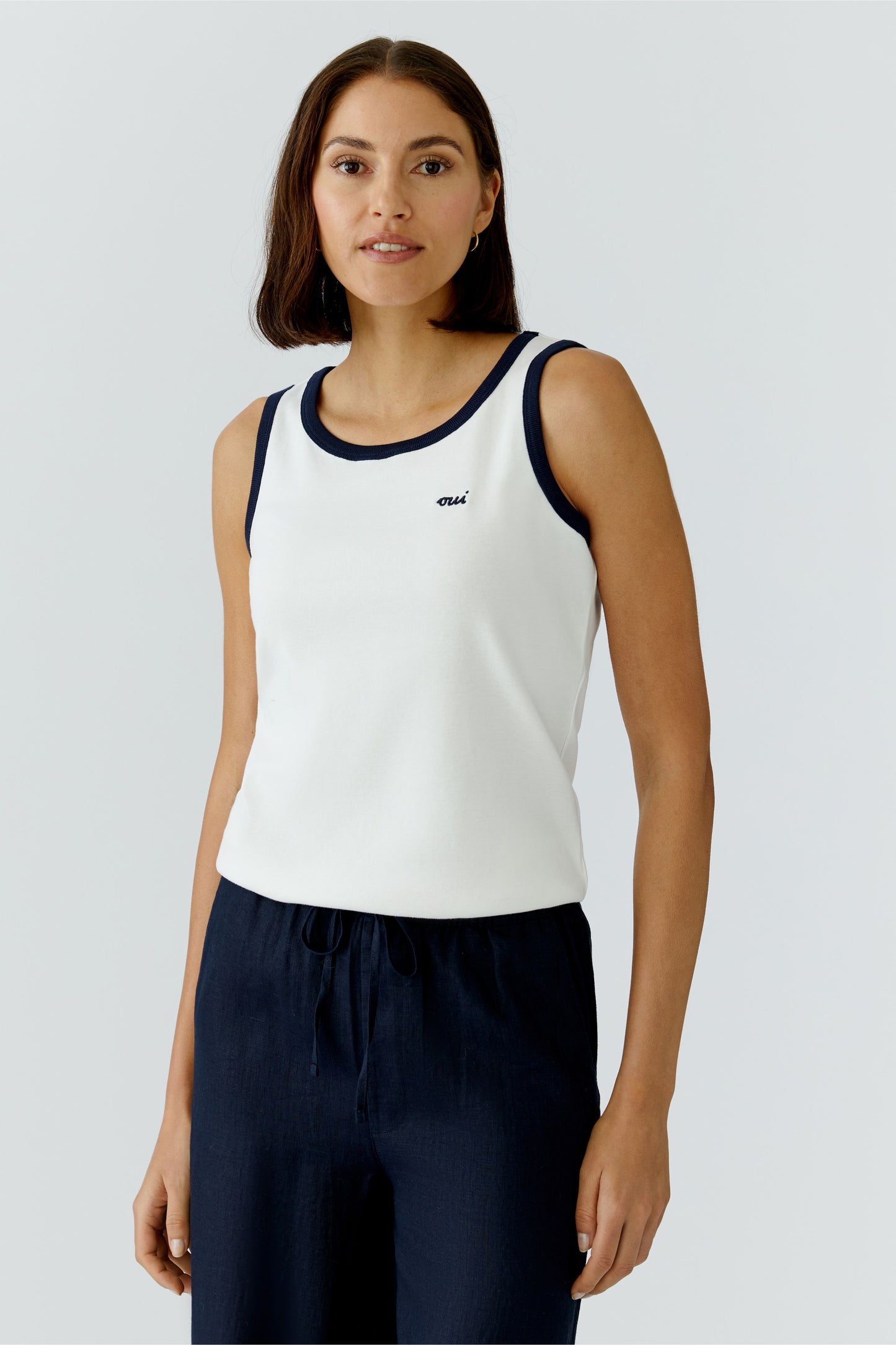 Oui Topje Blauw/Wit