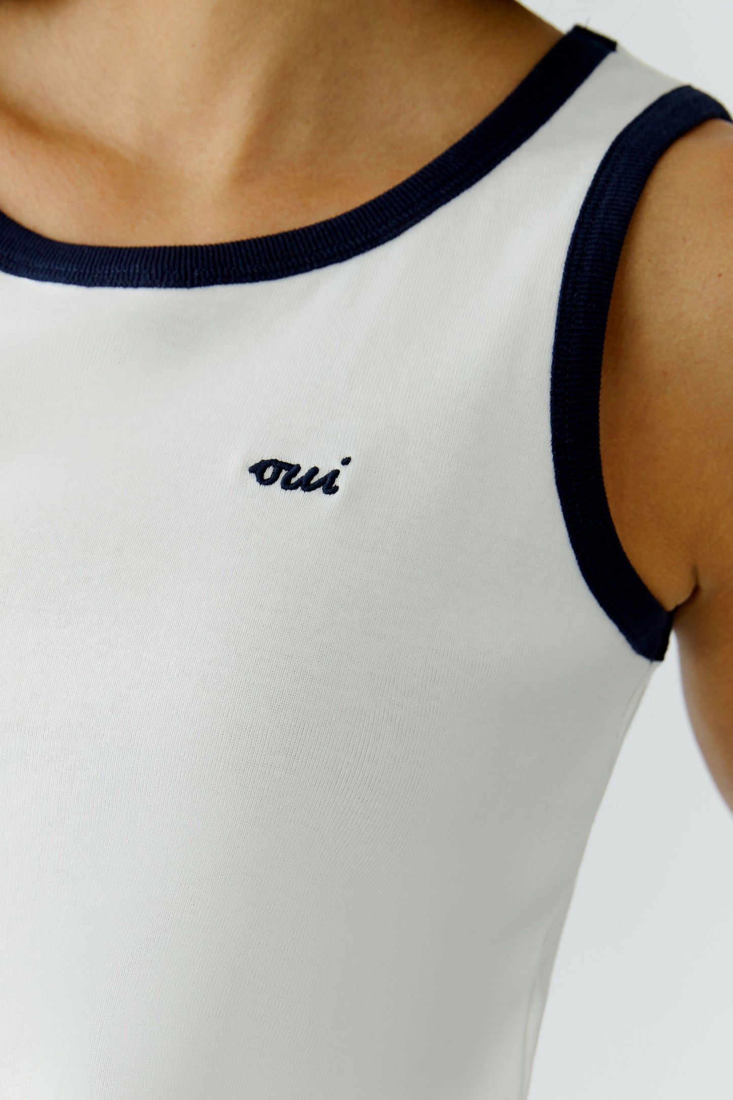 Oui Topje Blauw/Wit