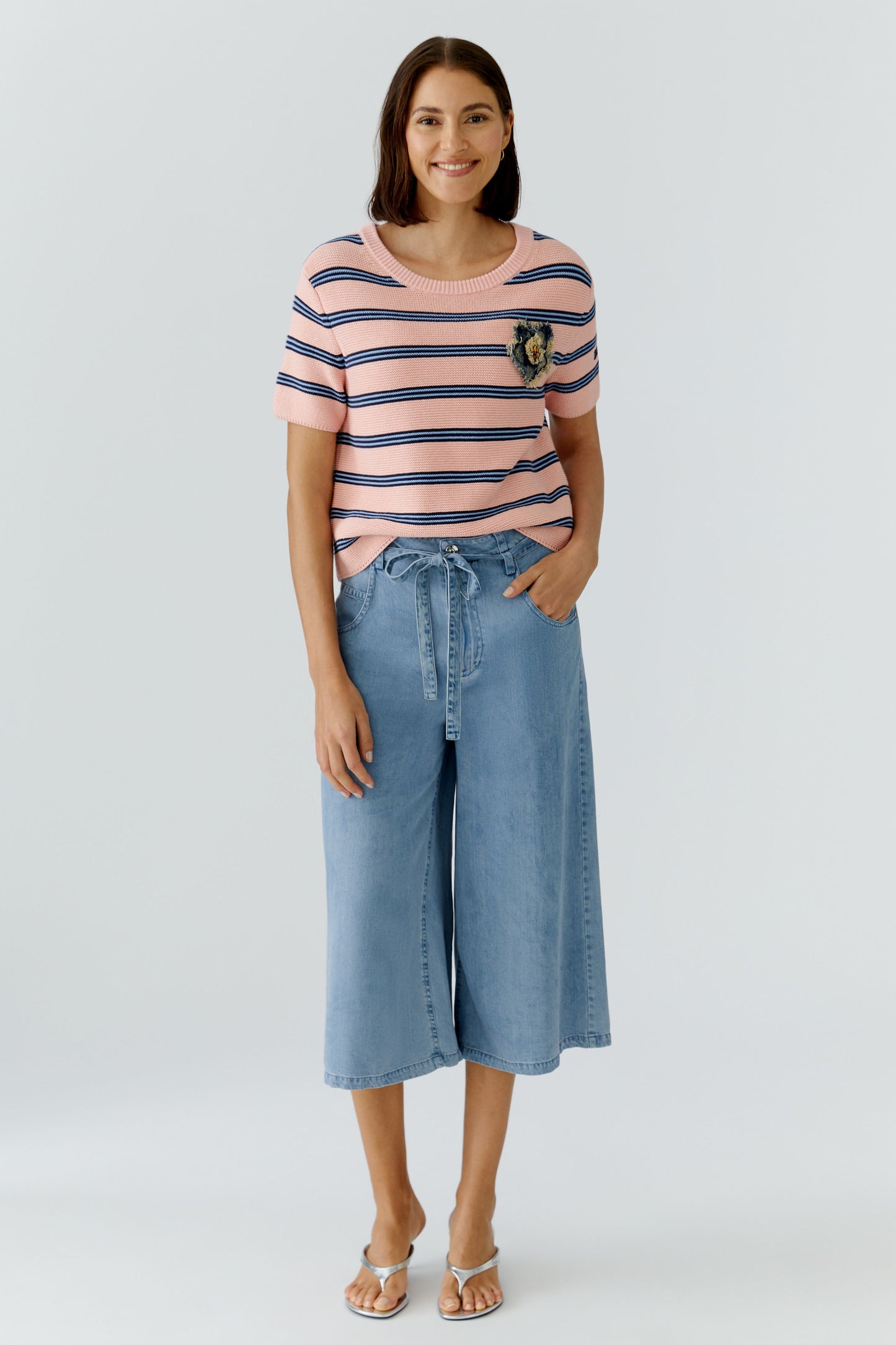 Oui Pull Streep Roze