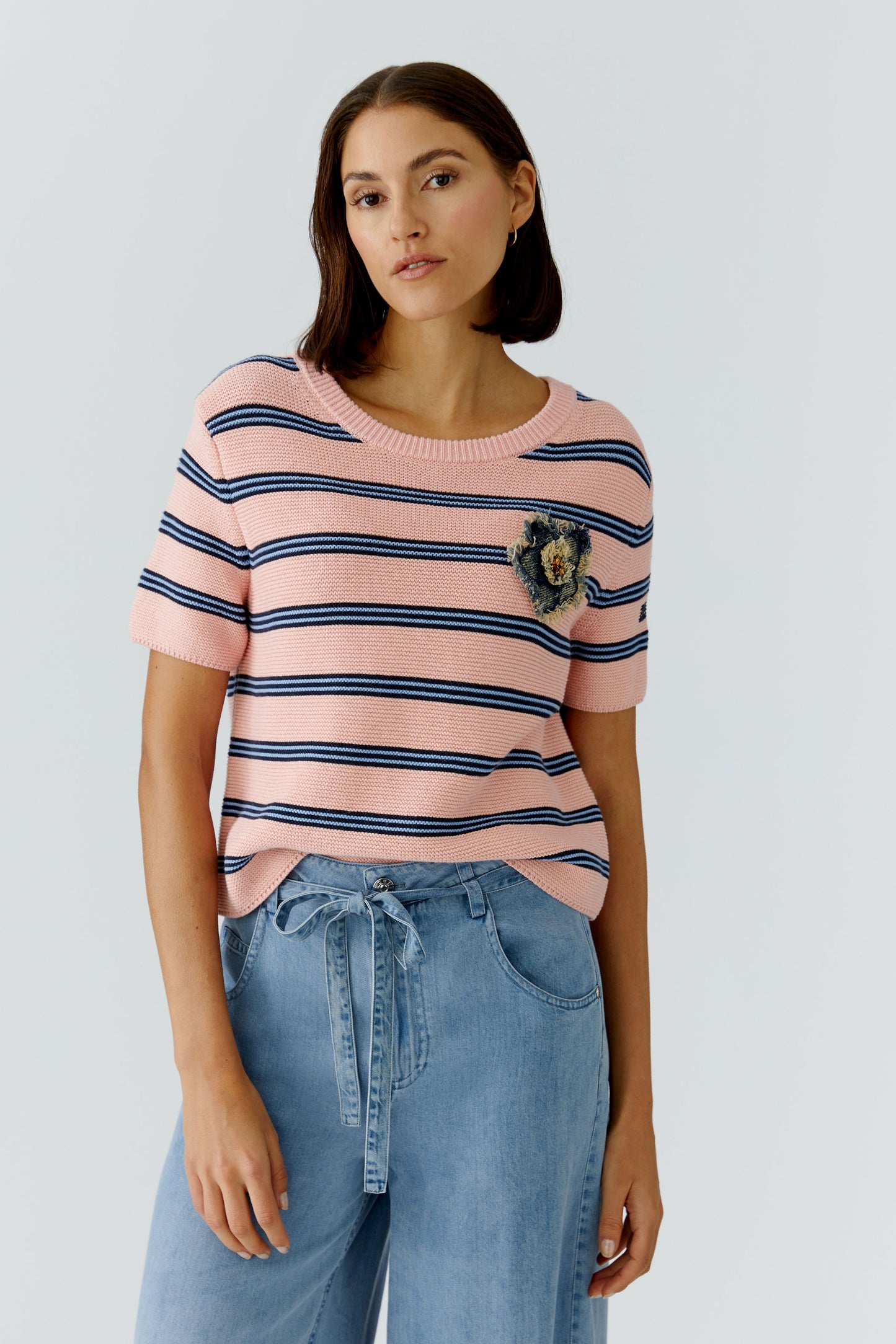 Oui Pull Streep Roze