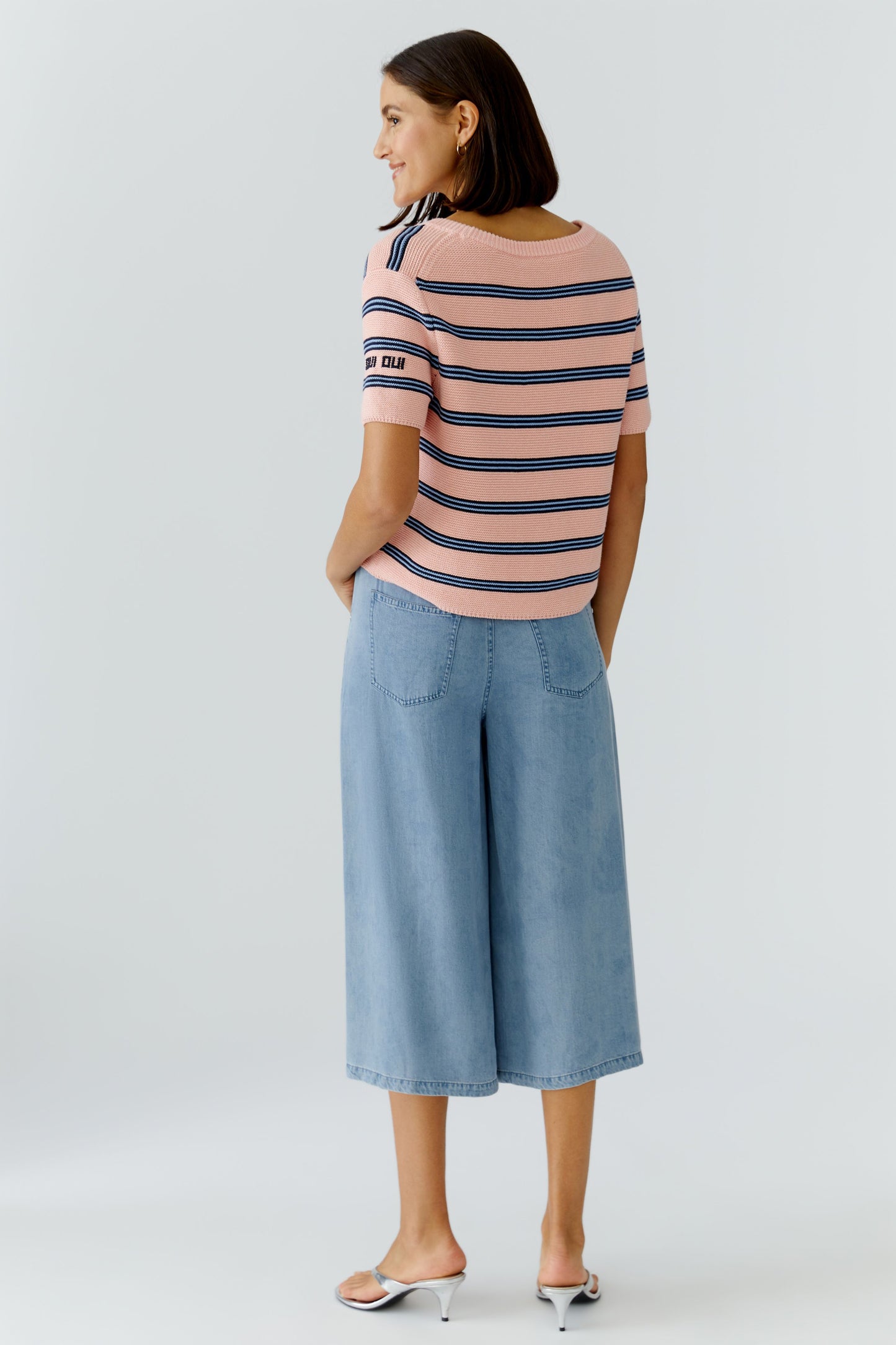 Oui Pull Streep Roze