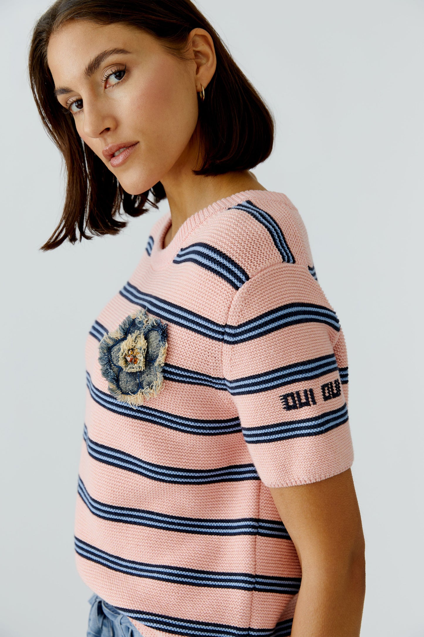 Oui Pull Streep Roze