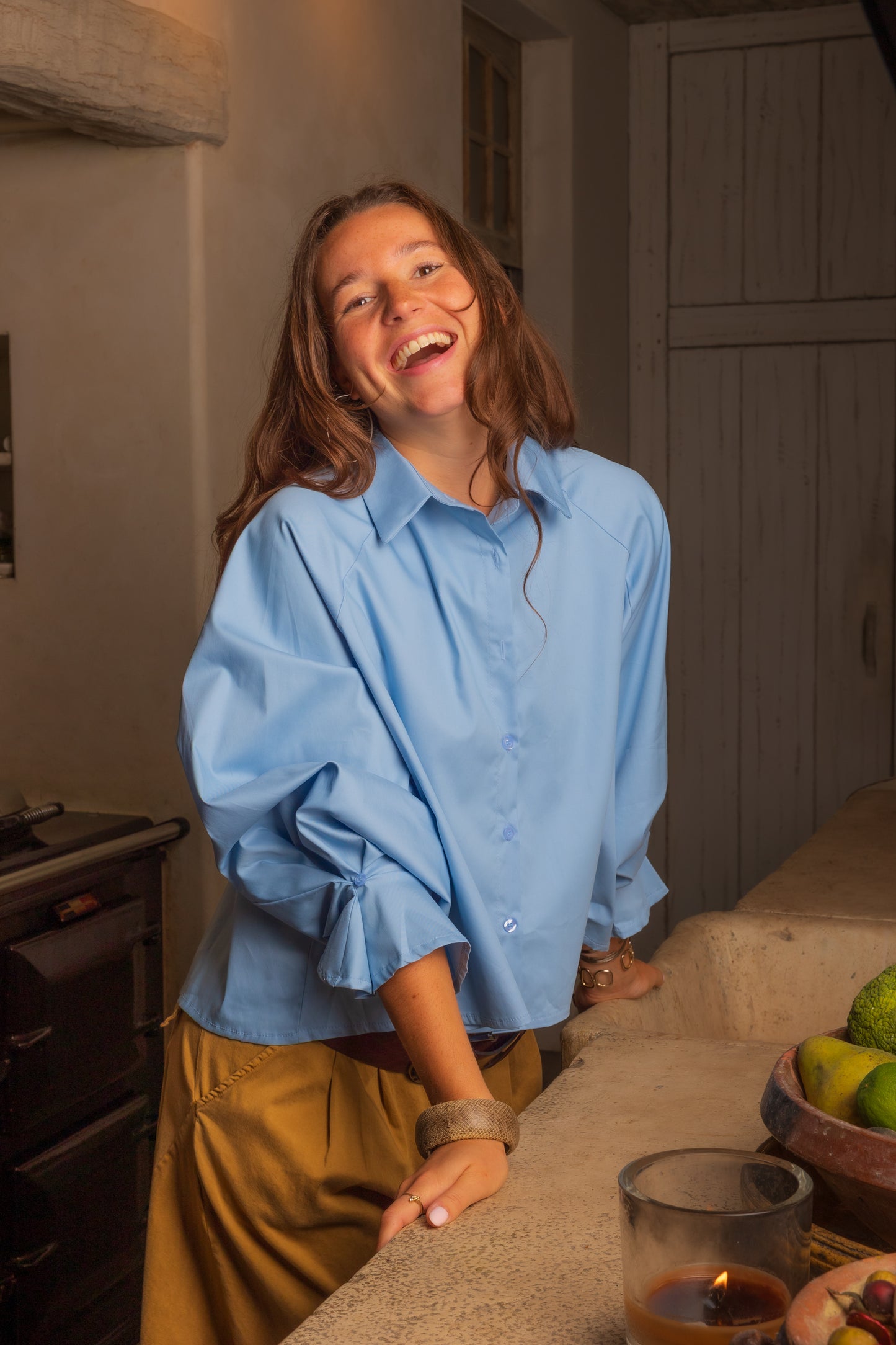 Black Rose Blouse Lichtblauw