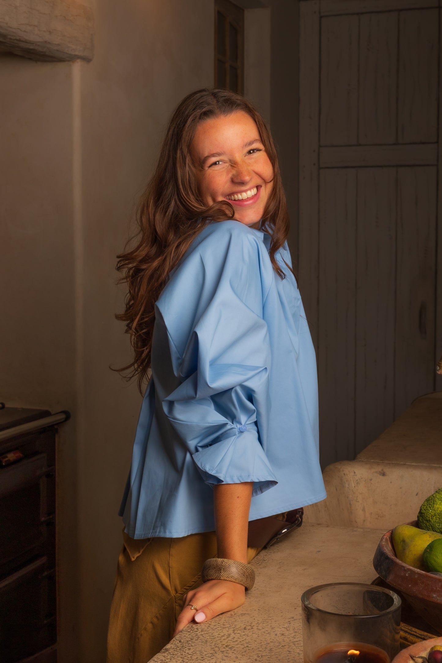 Black Rose Blouse Lichtblauw