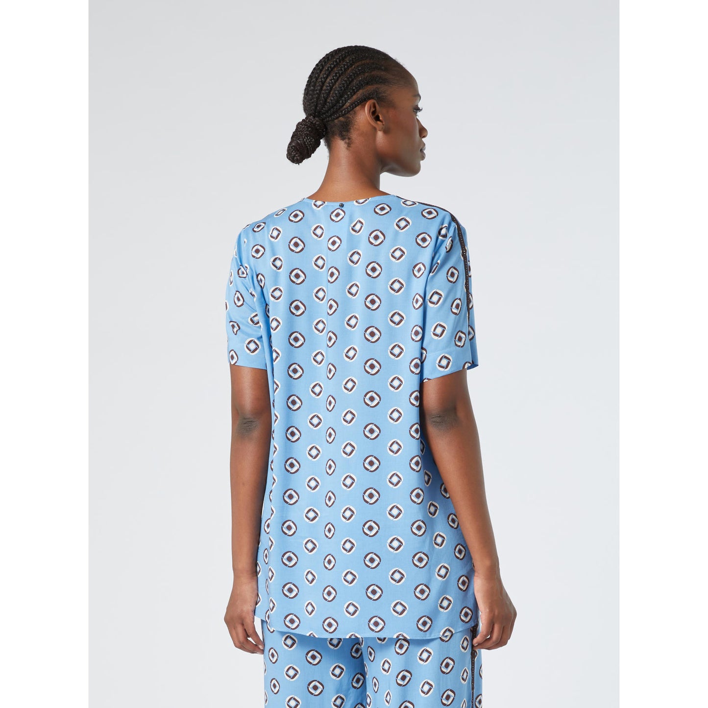 Marina Rinaldi Blouse Print Lichtblauw/Bruin