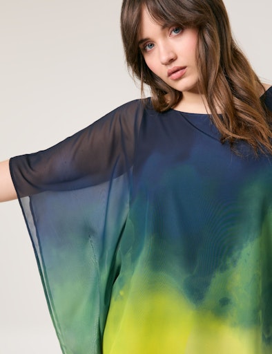 Samoon Blouse Degradé Blauw/Limoen