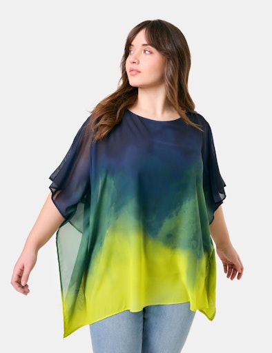 Samoon Blouse Degradé Blauw/Limoen