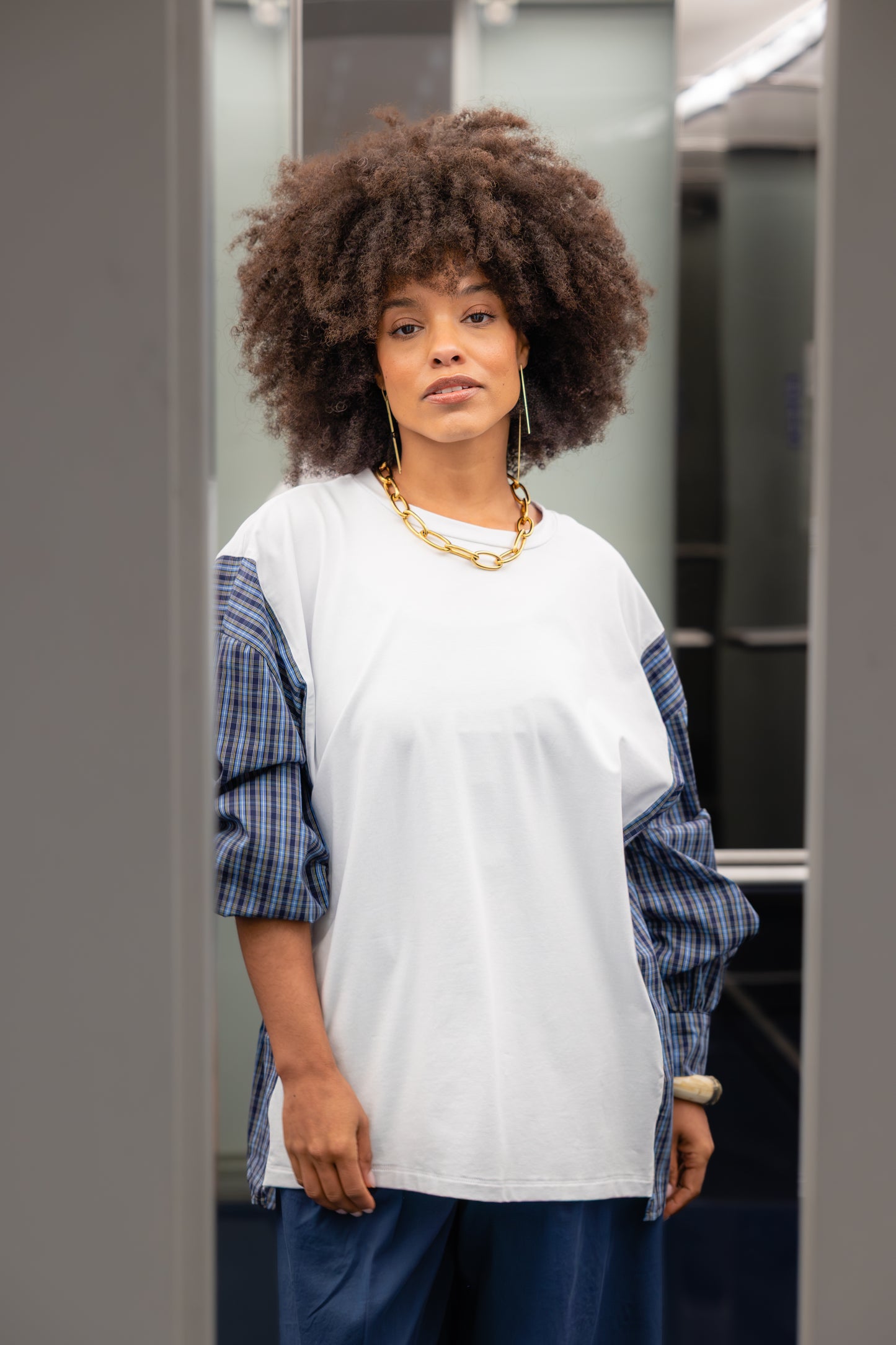 Black Rose Blouse Wit/Ruit